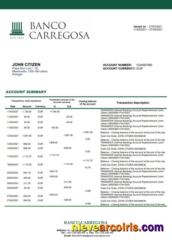 Portugal Banco Carregosa word pdf
